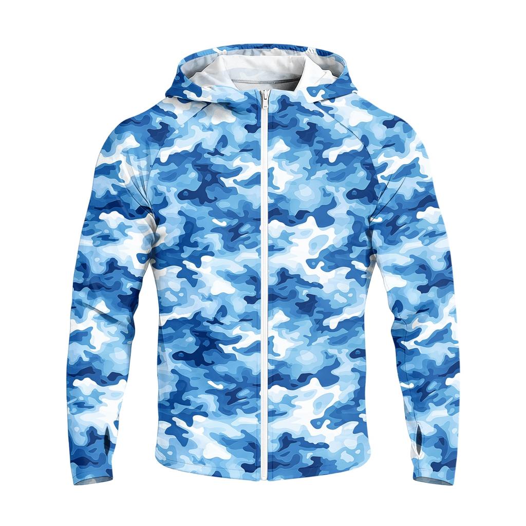 Men's Casual Raglan Sleeve Hoodie Long Sleeve Sun Protection Jacket Lightweight Breathable Outdoor Sports Windbreaker with Full Zip and Thumb Holes