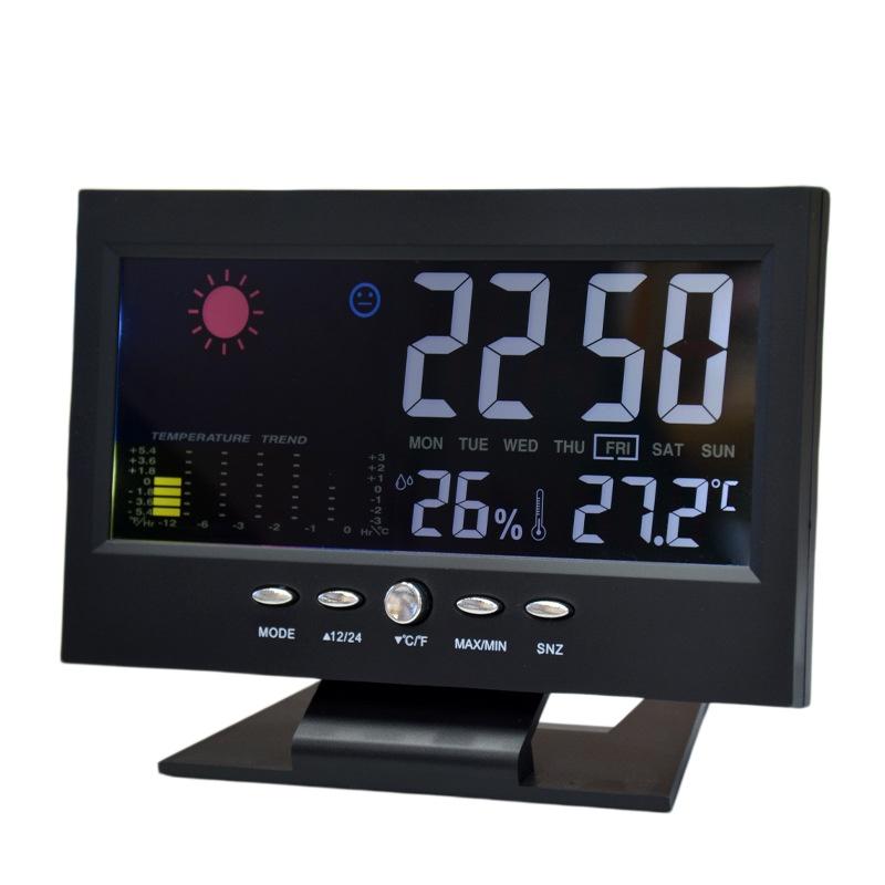 

1 Set Thermometer Hygrometer Calendar Digital LCD Display Temperature And Humidity Meter Multi-functional Weather Station Clock чёрный