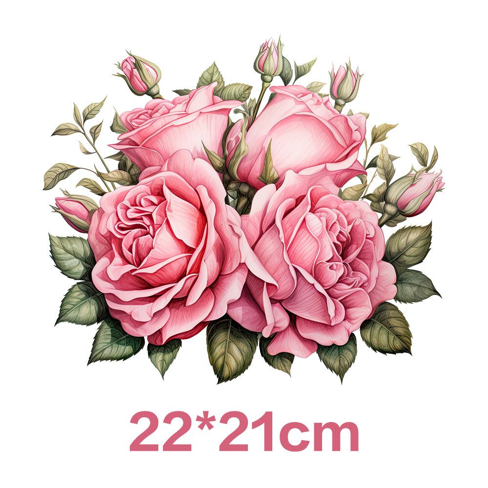 Flower Iron On Transfer Stickers Cute Design Ready To Press Heat Transfer Vinyl Decals Applique for T-Shirt Backpack Clothes