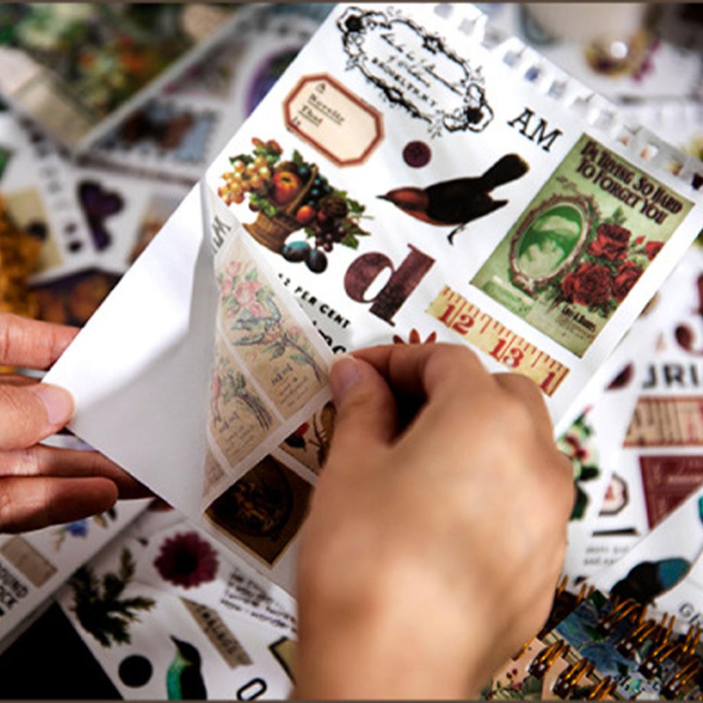 50 stk Vintage Materiale Klistremerker Lifebook Serien Washi Fullfarget Retro Klistremerke for Håndbok