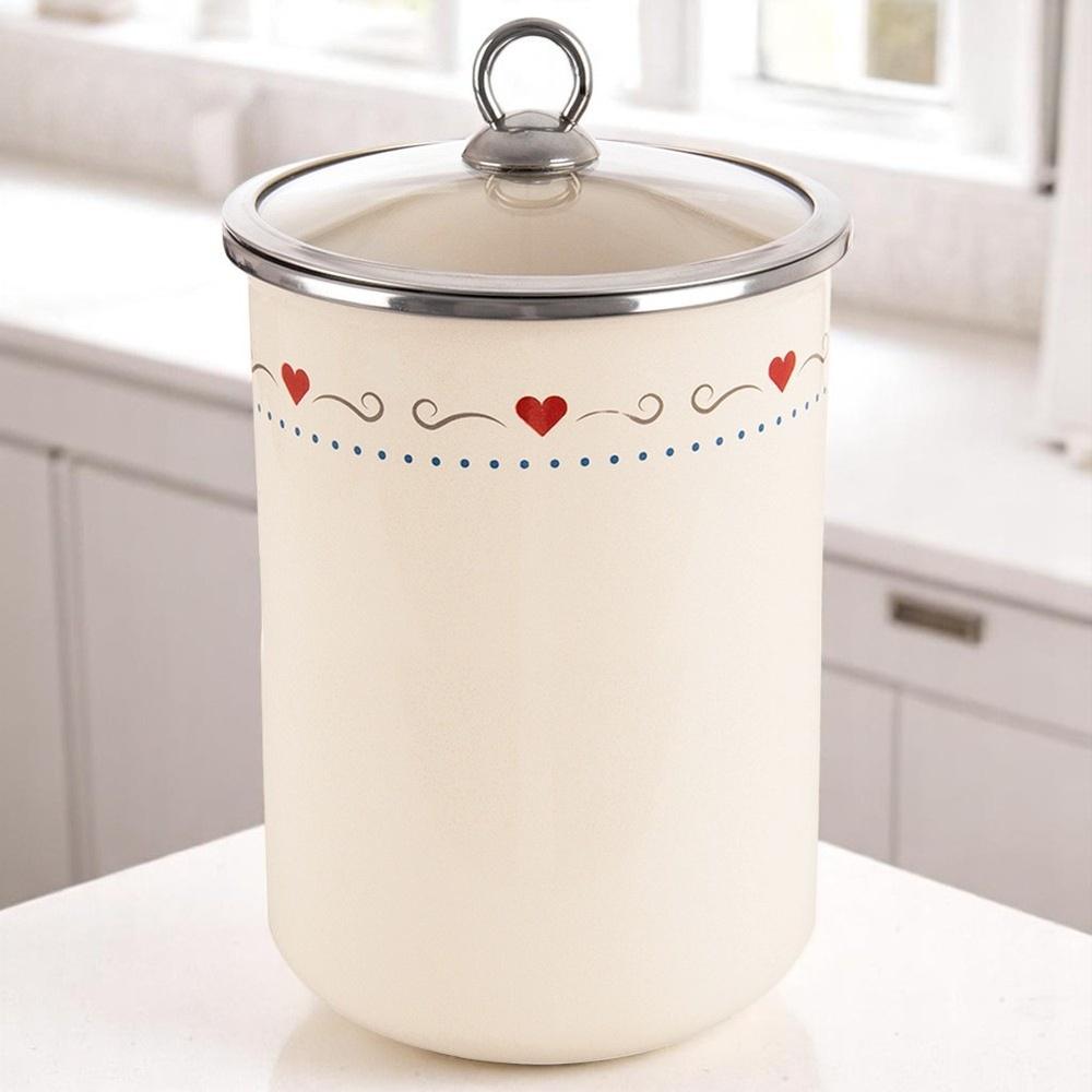 Tonca 1.9 L Enameled Food Container With Glass Lid