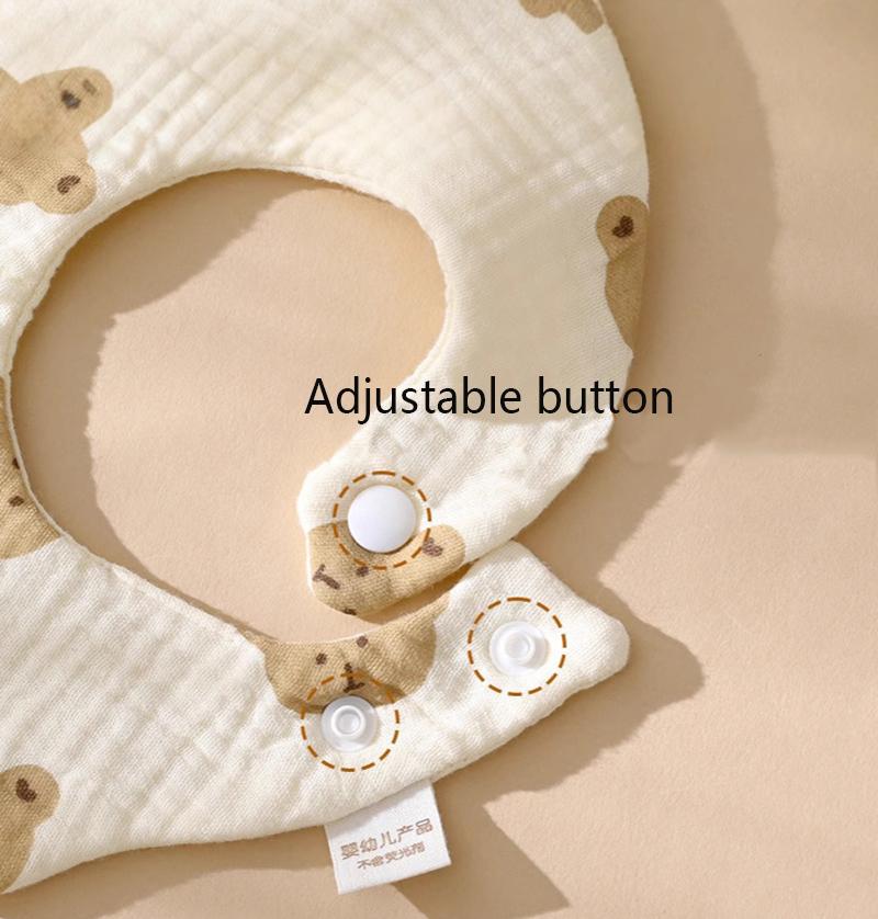 3pcs Pure Cotton Gauze Bibs Cute Parint Adjustable buckle Baby Scarf Newborn Boys Girls Cloth Bib Saliva Scarf