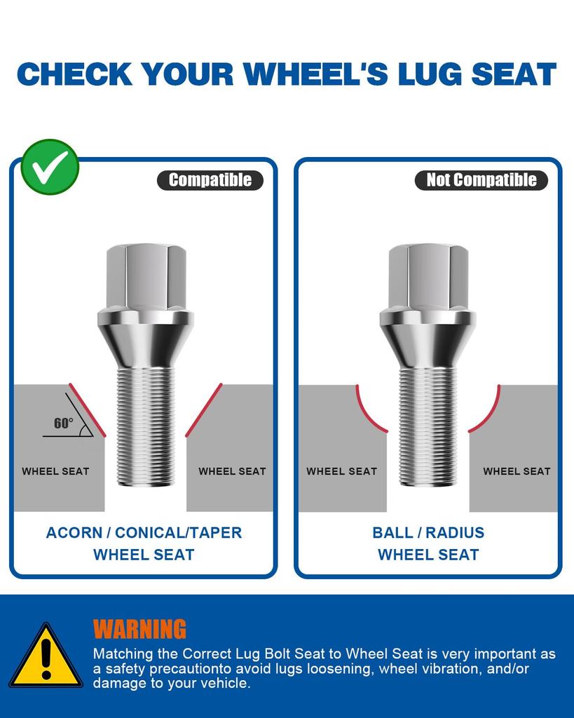 GAsupply 12x1.25 Lug Bolts for Jeep Compass, Renegade, Cherokee, Fiat,