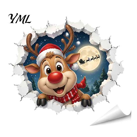 Abnehmbare Wandaufkleber 3D Weihnachtsaufkleber, Selbst?Klebende PVC-Aufkleber, Rentier Weihnachtsmann Festliche Heimdekoration Lebkuchen Schneemann Weihnachten Dekor
