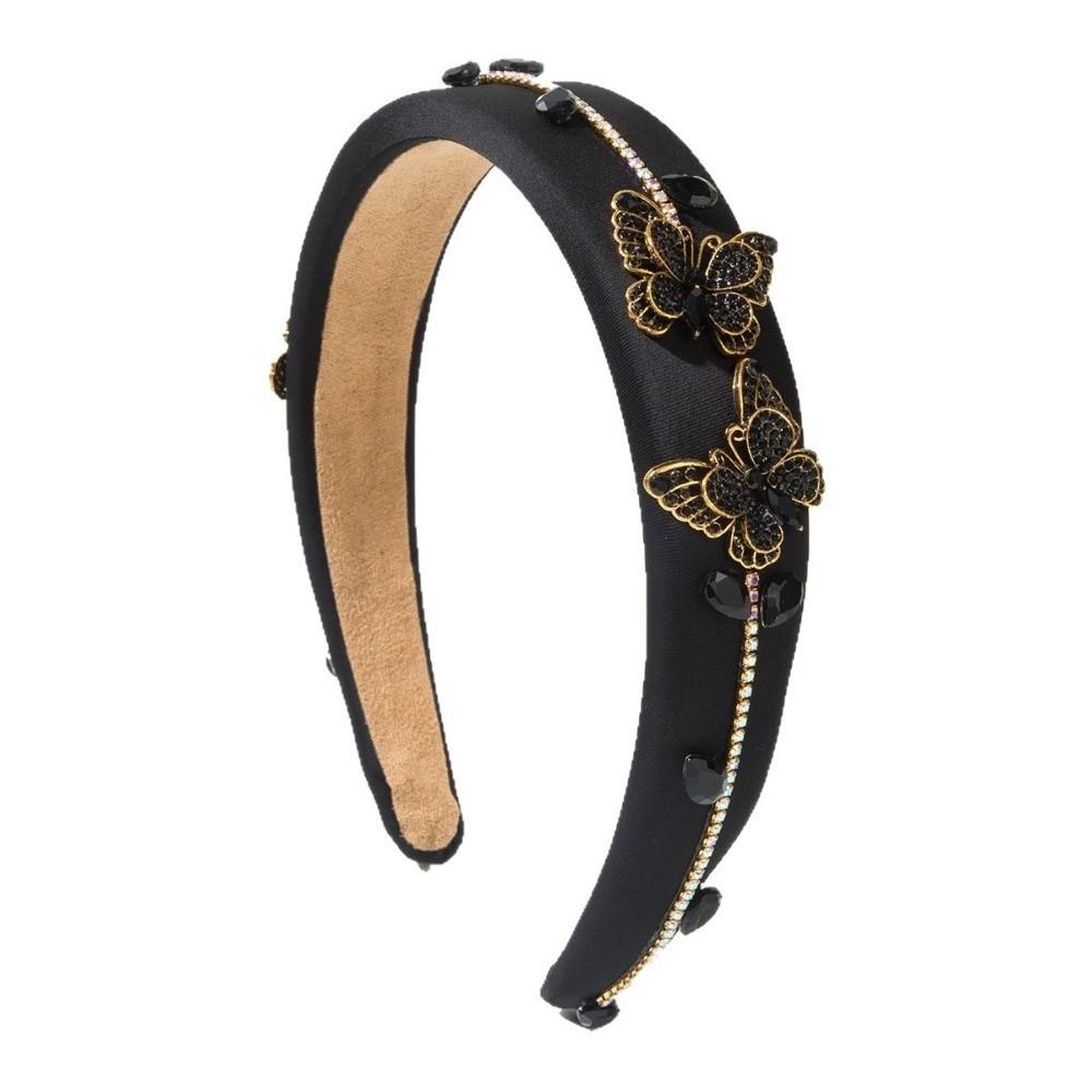 Court Style Hair Hoop Butterfly Rhinestone Wide Hairbands Baroque Headband  Women Hair Accessories