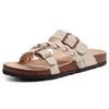 Fashion Comwarm Women's Cork Footbed Sandals With Arch Support Summer Women Cork Slippers Slip-On Slide Sandals With Adjustable Buckle