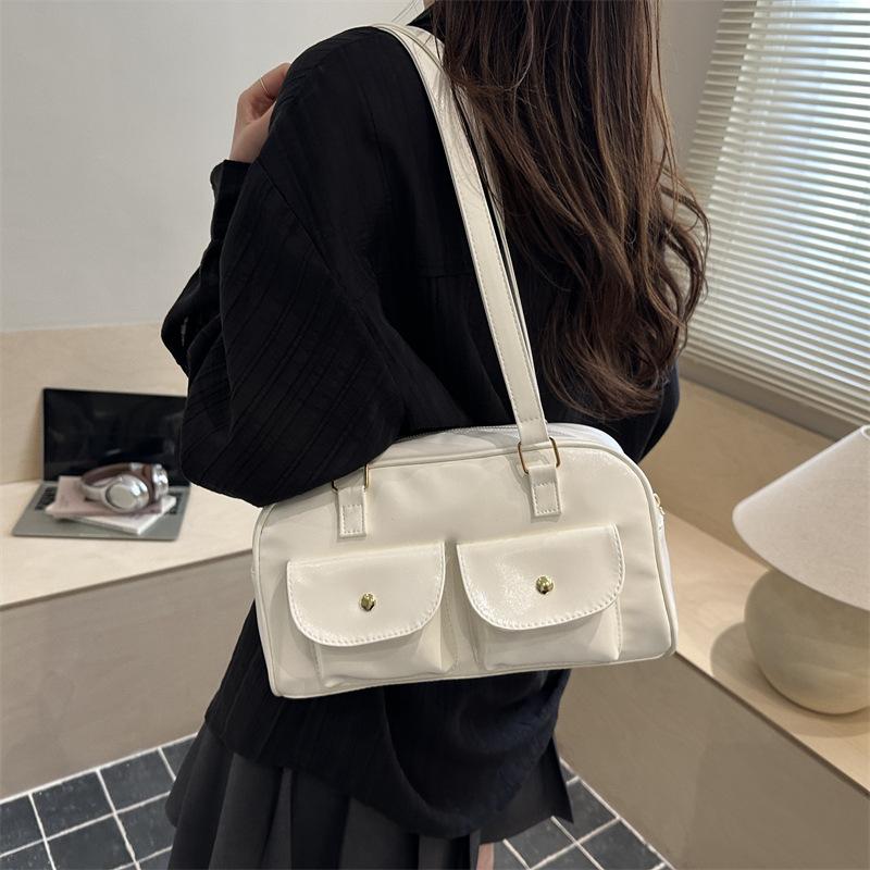 Women S Vintage Bowling Bag Single Shoulder Underarm Handbag