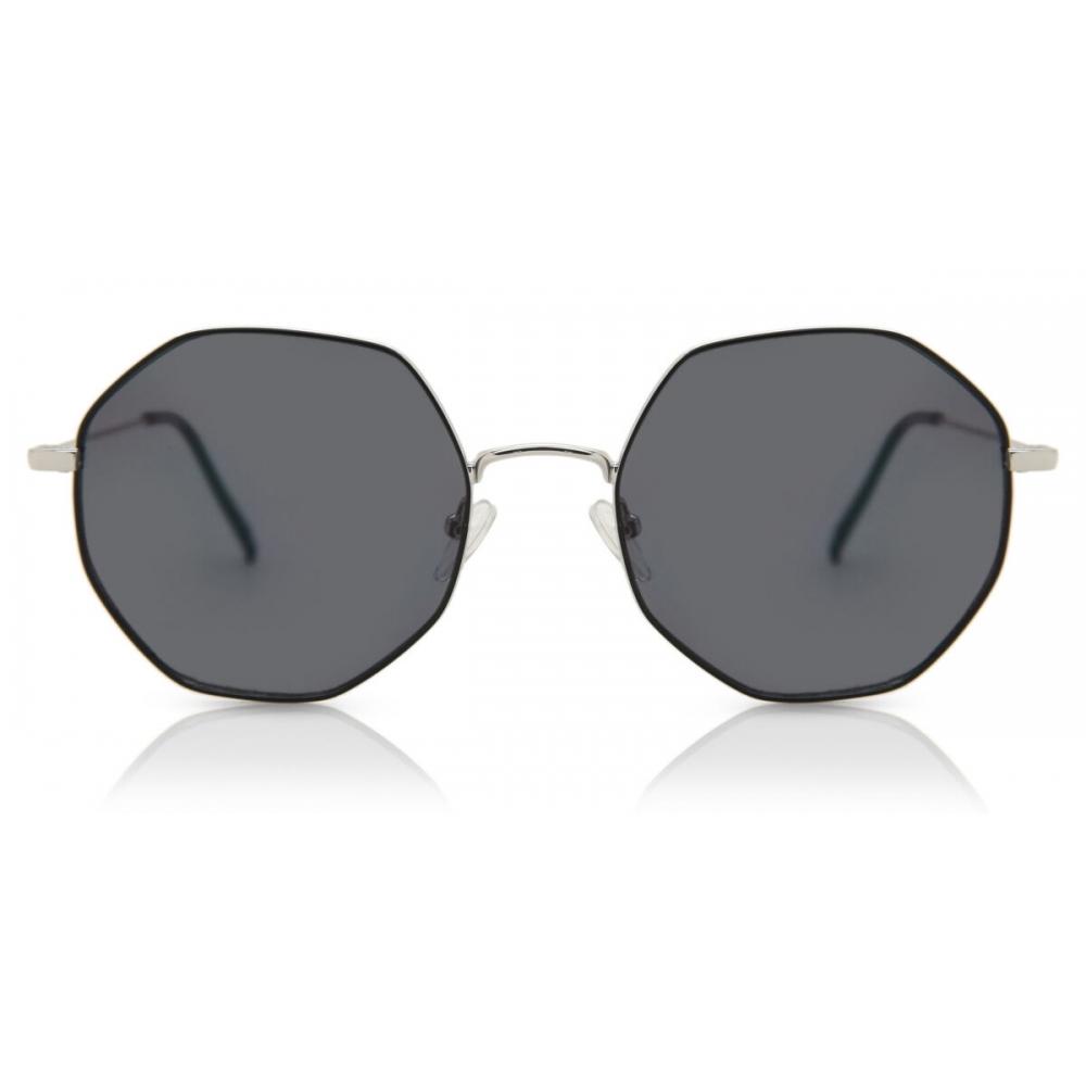 

Full Rim Geometric Silver Black Smartbuy Collection River Ss 925f Fashion Unisex sunglaSses Silver Black/55