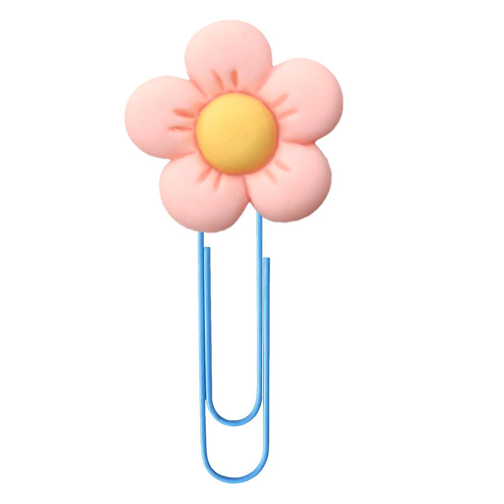 Anime-Style PVC Flower Paper Clip Bookmark - Cute Office Stationery