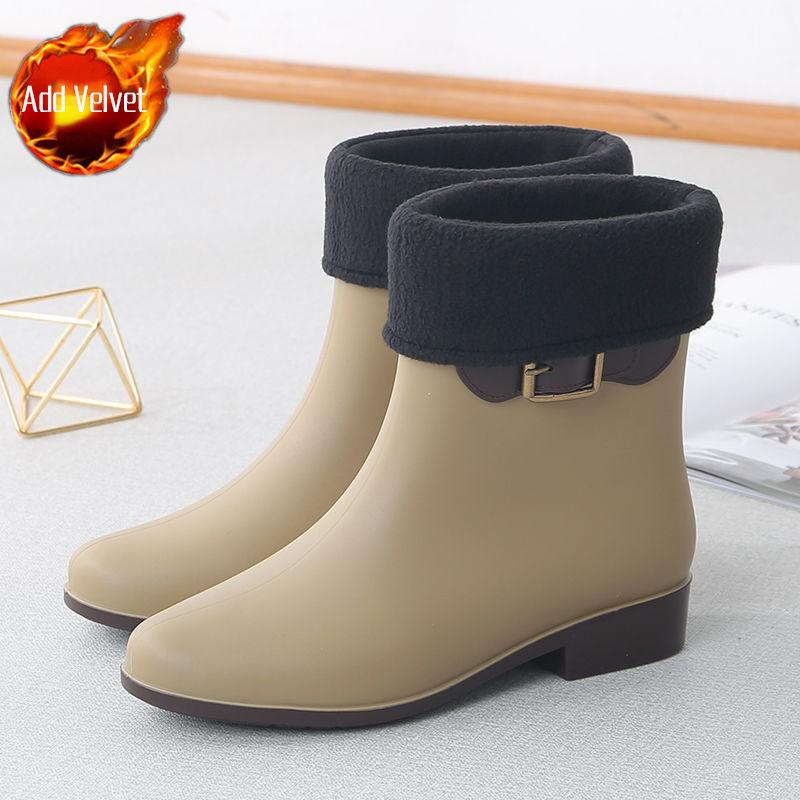 Waterproof Mid-Calf Rain Boots for Women Luxury Boots Warm & Durable Adult Female Waterproof Footwear with Anti-Slip Sole