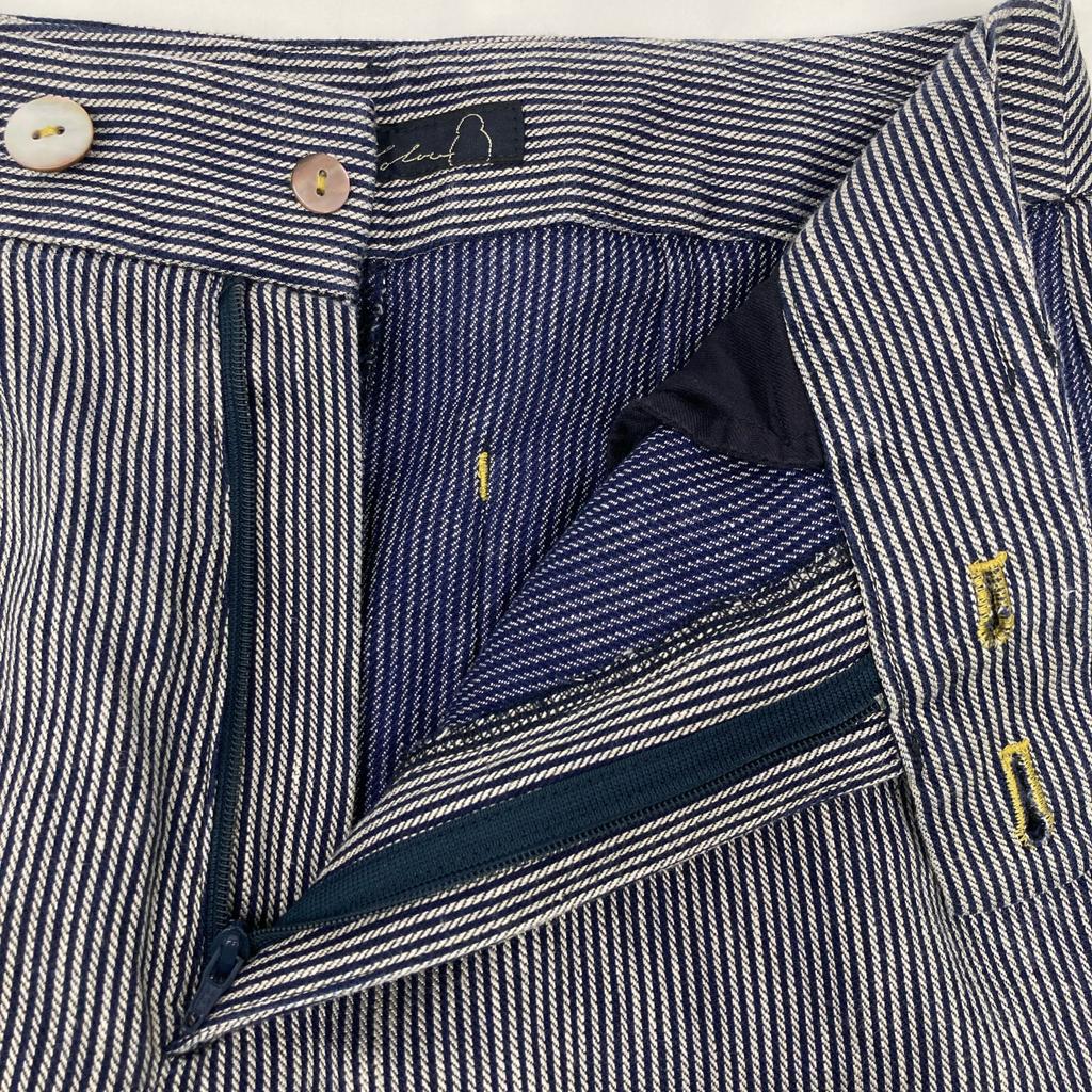 Pallas Palace [Made In 2011] PFPT-3476B Striped Gaucho Pants/ Bottoms 2 Navy / WhiteUsed