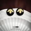 Elegant Gold-Plated Black Zircon Stud Earrings - Niche Design for a Luxurious Fashion Statement
