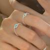 Elegant Blue Moonstone Copper Ring For Women Unique Ins Style Adjustable Geometric Fashion Accessory