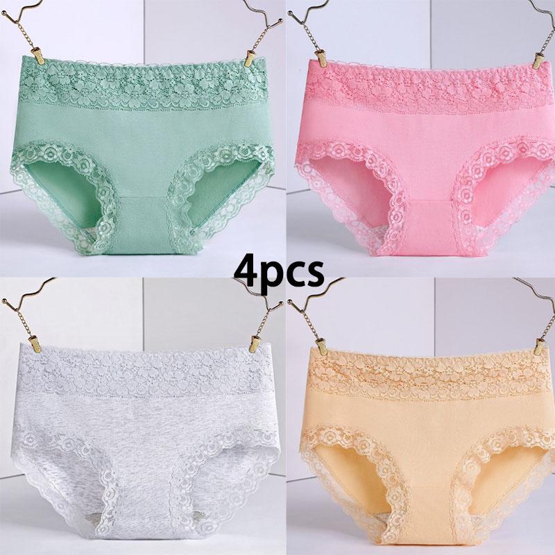 

Plus-Size Mid-Waist Cotton Panties with Lace Edges for Women Breathable & Comfortable Abdominal Control & Hip-Lifting Smooth & No Digging XXL
