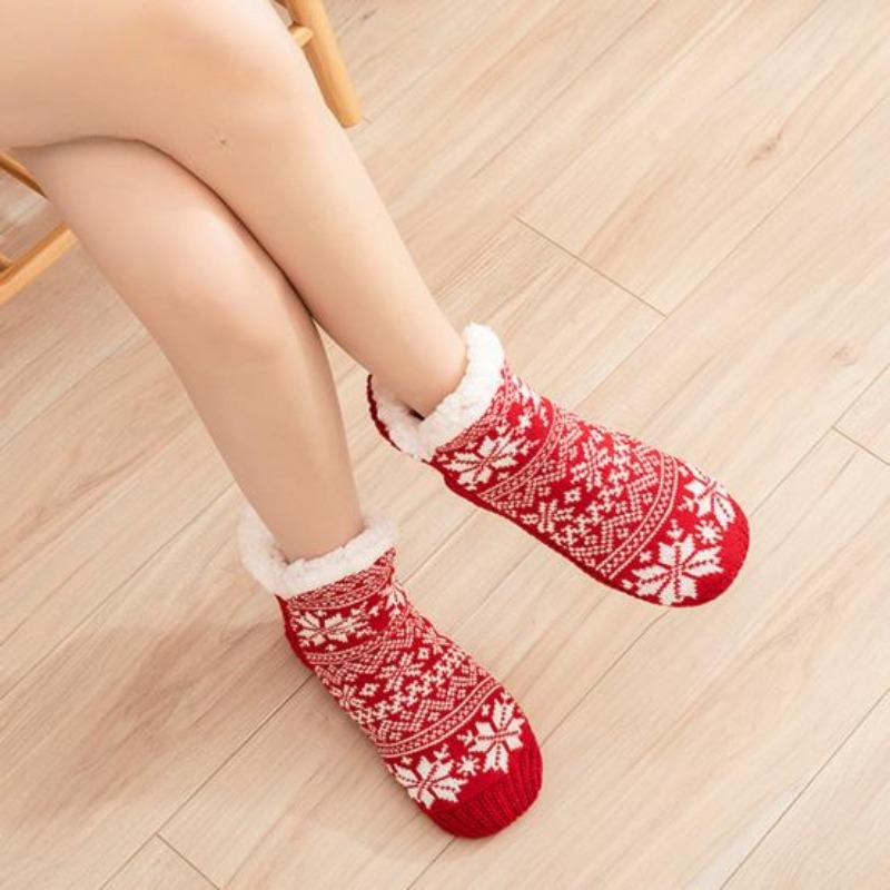 1 Pair Women's Winter Coral Velvet Snow Socks Mid Calf Warm Plush Lined Warm Mid Length Sock