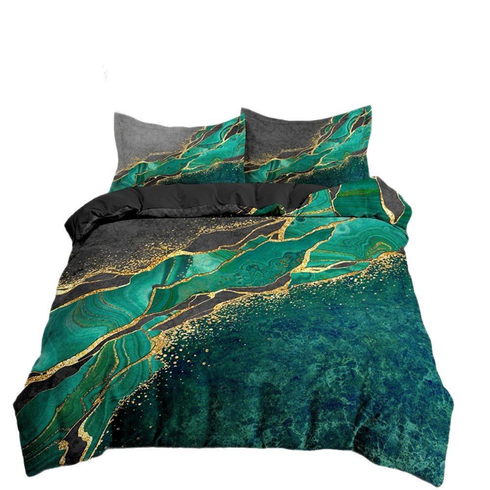 Marble texture 3D digital printing quilt set three-piece TK bedding