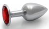 Anal Jewel Round Gem S 6 X 2.6cm Silver-Red - Ouch! - Anal Jewelry