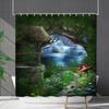 Bathroom Waterproof Curtain Digital Printing Plant Mushroom Shower Curtain Non-Punching Toilet Partition Curtain Shower Cloth