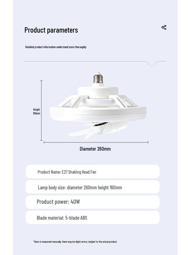 LED RGB Ceiling Fan Light with Remote Control, E27 Base, Dimmable, 360° Rotation for Bedroom