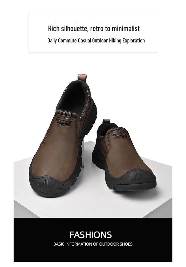 Men's Thick Sole Wear-Resistant Leather Hiking & Casual Shoes
