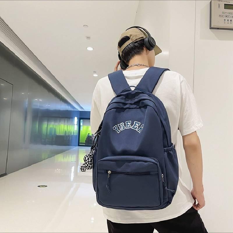 Simple Solid Color Letter Pattern Student Casual Backpacks For Daily Use And School Travel
