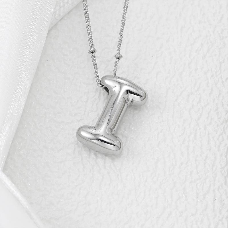 Smooth Chunky Bubble Initial letter Pendant Necklace Women Personality Jewelry Gold Balloon 26 Letter Necklaces