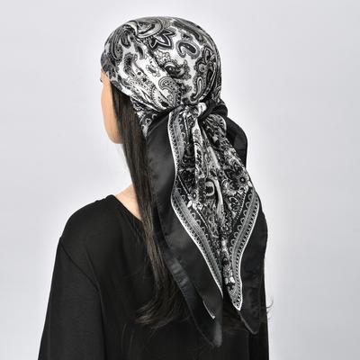 Modisches Paisley-Bedrucktes Seidentuch Wickeltuch Designer Luxusmarke Kopftuch Hals Kopf/Haar Tücher Bandana Taschentuch 90x90cm Köpfe