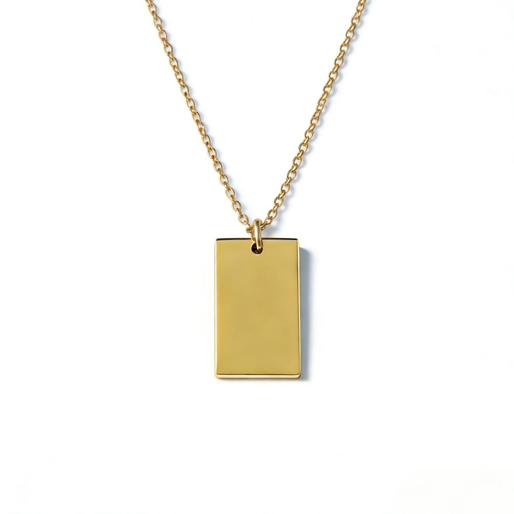 Custom Necklace Personalized Trendy Gold Stainless Steel Lasering & Engraved Geometric Pendant Necklace Women Valentine's Mother