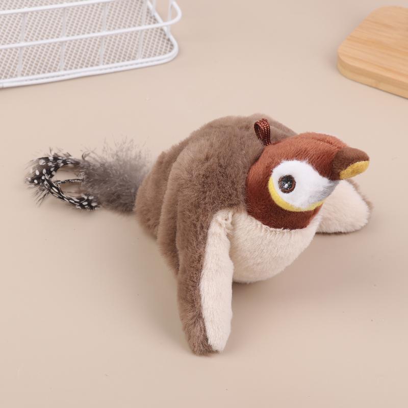 Simulated Bird Cat Toy Interactive Toys Dog Rechargeable Chirping Flapping Bird(No Flying) Touch Activated Plush Pet Toy