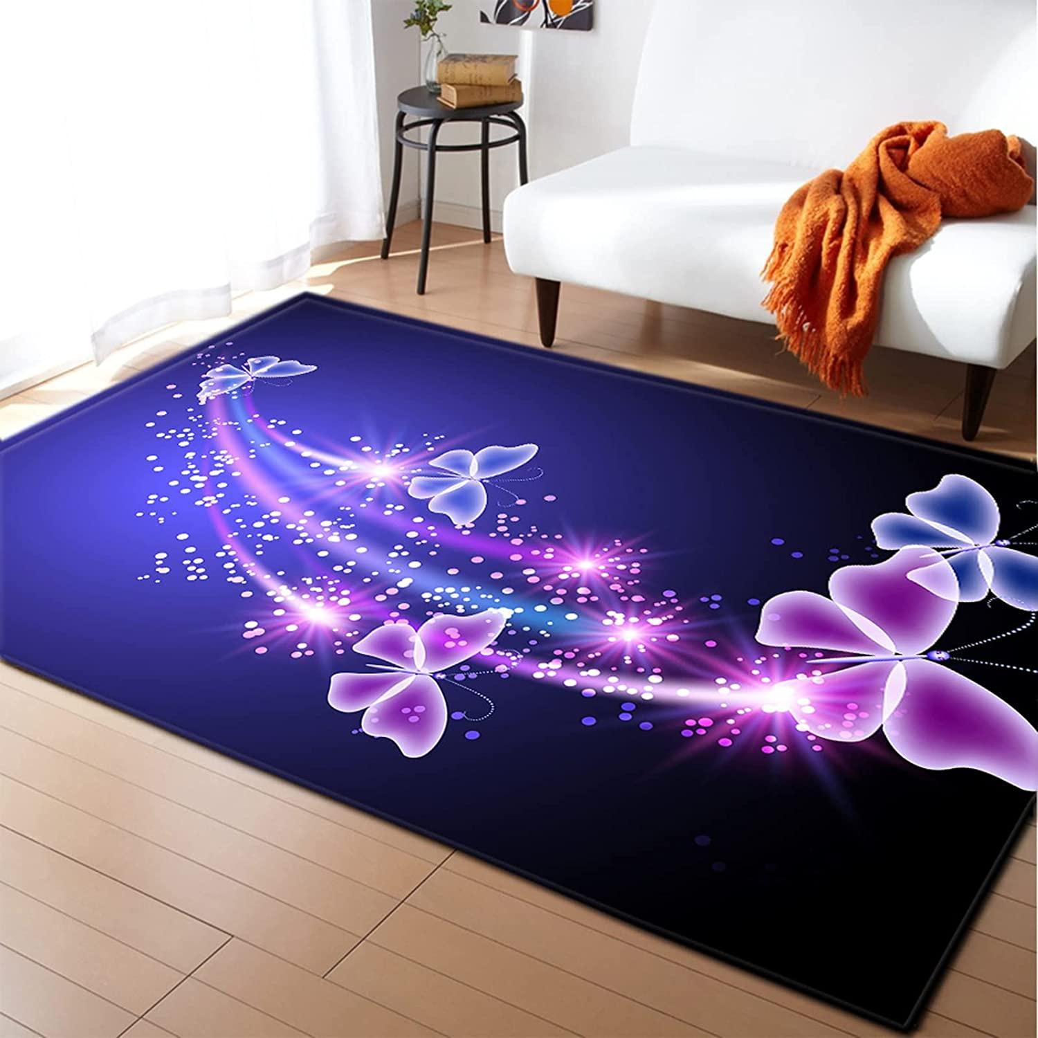 

Butterfly Theme Carpet Decoration Carpet Living Room Tea Table Carpet Colorful Butterfly Series Carpet 80*160cm
