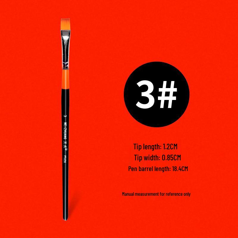 Nylon Bristle Flat Head Brush for Gouache, Watercolor, Acrylic, and Oil Painting