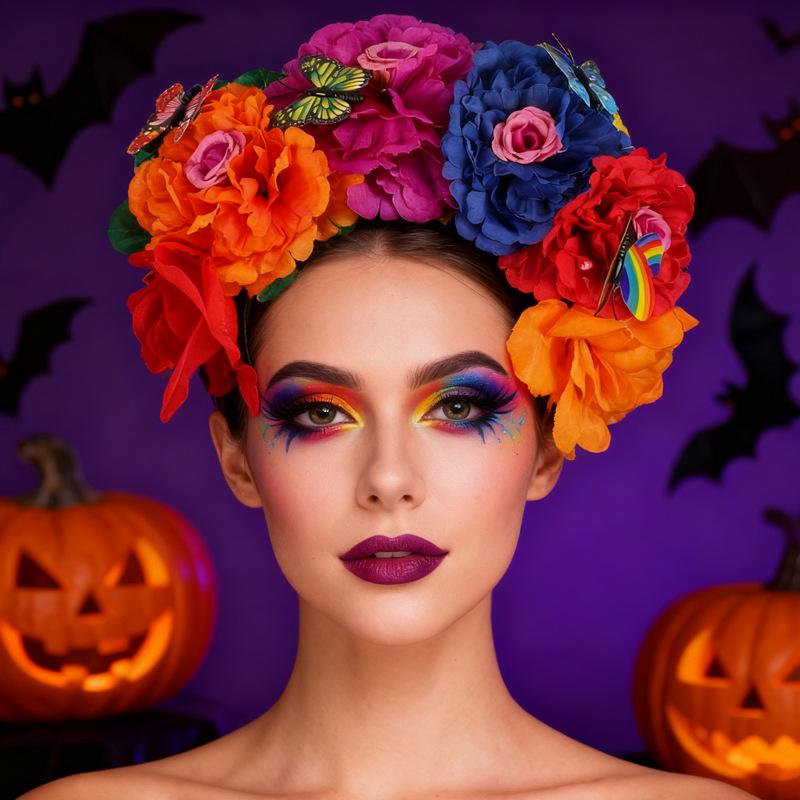 Europäisches & Amerikanisches Pfingstrosen-Schmetterlings-Haar-Kopfband für Damen - Halloween-Party-Accessoires