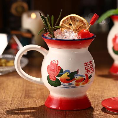 380ml Red Spittoon Cocktail Glass Funny Bar Drinkware Ceramics Mixed Wine Cup Personalized Cuspidor Cocktail Cup Tiki Mug Coffee