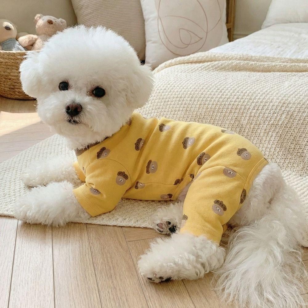Cartoon Printed Four-Legged Dog Pajamas Belly-Hugging Dog Home Clothing Pet Casual Wear  Home Wear