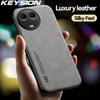 KEYSION Luxury Retro Leather Case for Realme 11 5G 11 4G Soft Silicone+PC Shockproof Phone Back Cover for OPPO Realme 11 Pro+ 5G