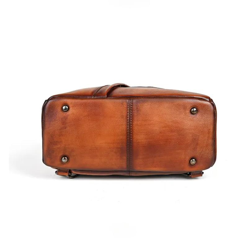 Retro Genuine Leather Women Backpack Travel Bag Leisure Large Capacity Cowhide Solid Color Backbag