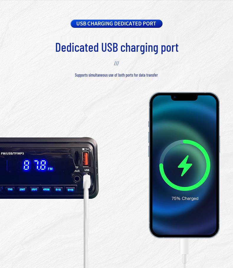 Player MP3 Bluetooth pentru Mașină de Înaltă Definiție cu Radio FM, USB și Slot pentru Card