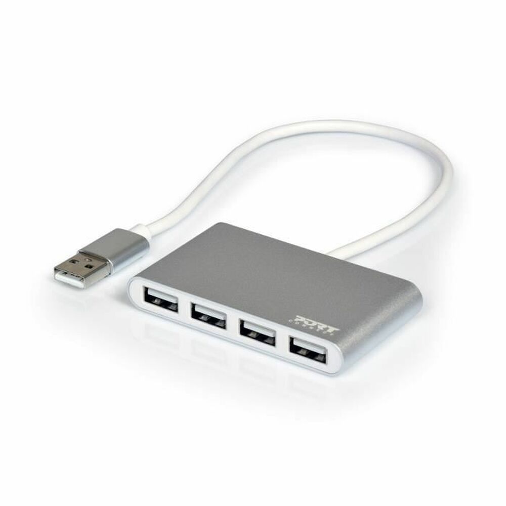 

Дизайн портов 900120 4-портовый USB-концентратор серебристо-белый/серый