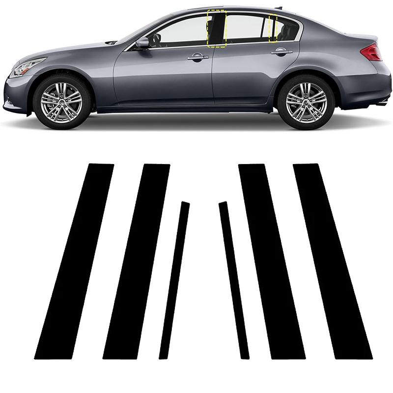 

6Pcs Car Trims Stickers For Infiniti G35 G37 2002 2003 2004 2005-2013 Black Window Pillar Door Posts Panel Cover Decal