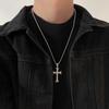 Cross flower diamond necklace European and American style hip hop men's high niche design cross women's sweater chain