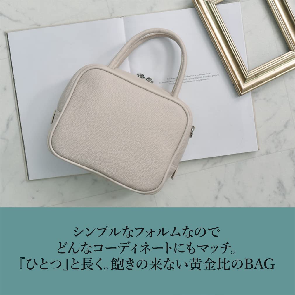 Gratante Genuine Cowhide Leather Cube Commuter 2-Way Bag, Handbag, Women's, Bag, Abb-g0066 (Black)