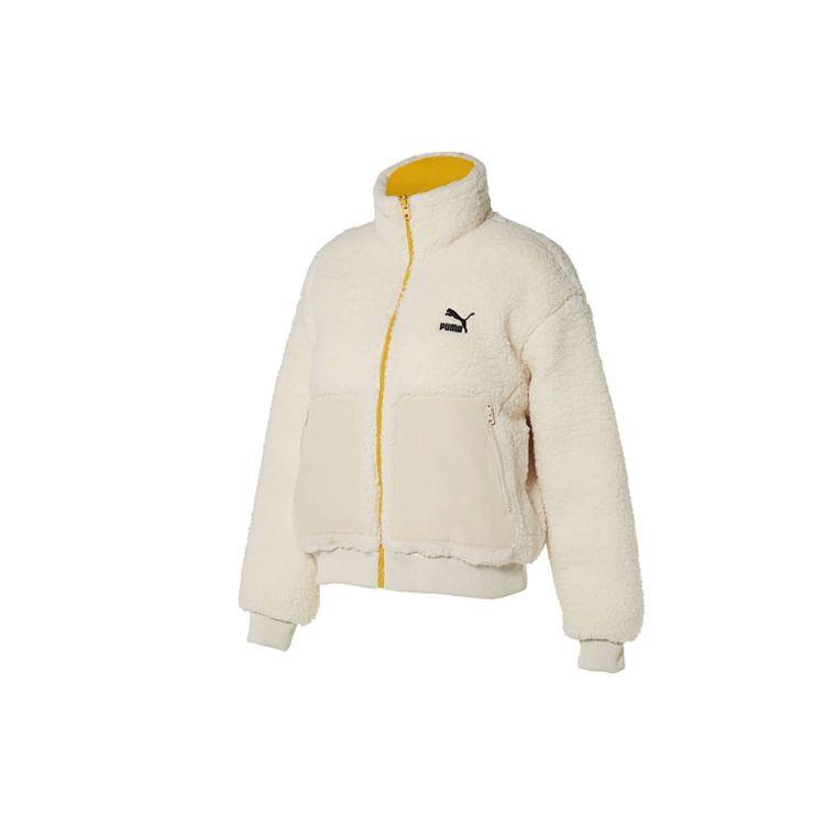 Puma Short Reversible Lamb Fleece Stand Collar Jacket Women jackets White 929815-02