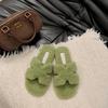 Flat-bottomed casual versatile fluffy slippers women's new autumn and winter fashion wear fluffy cotton slippers in 2025