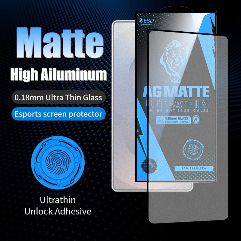 0.18mm Ultra-Thin Fingerprints Unlocking Matte Full Cover Tempered Glass Screen Protector For Samsung Galaxy S25 S24 S23 S22 S21 Ultra Plus