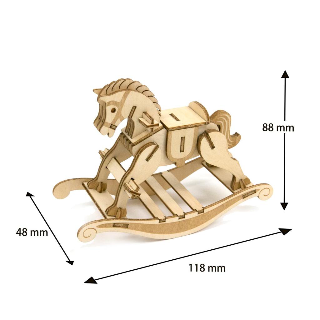 Rocking Horse A wooden 3D puzzle DIY craft kit that can be enjoyed by elementary school children to adults An educational toy for boys and girls A