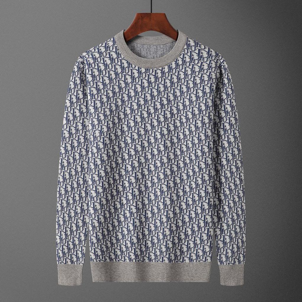 Pánský evropský lehký luxusní podzimní/zimní žakárový svetr s potiskem písmen