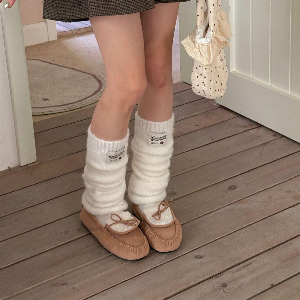 Vinter Strikket Y2k Leggvarmere Myk Leggvarmer Dame Mote Plysj Strømper Jenter
