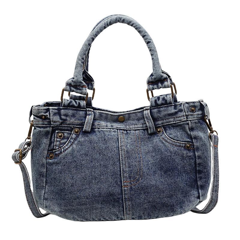 Casual denim commuter tote bag women's 2026 spring new feeling simple light luxury shoulder messenger bag