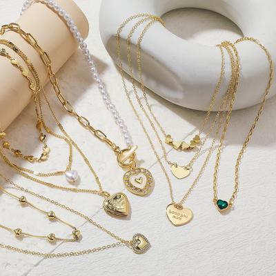 Necklace for Women  Ins Jewelry Simple Love Pendant Necklace Female Hundred Heart-shaped Necklace Multi-layer Love Necklace Elegant Necklace