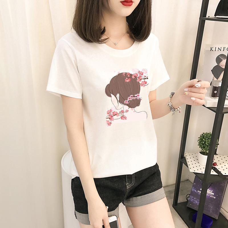 GMXIA Short Sleeve T-shirt Women Loose Ins Women's Crewneck Base Shirt